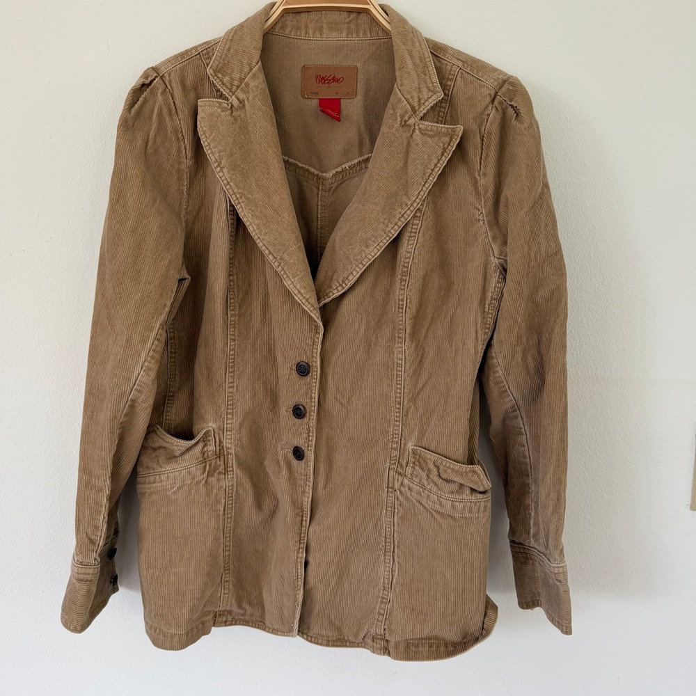 Y2K Mossimo Tan Corduroy Blazer Jacket XL Cotton Western Back Yoke Rugby Retro